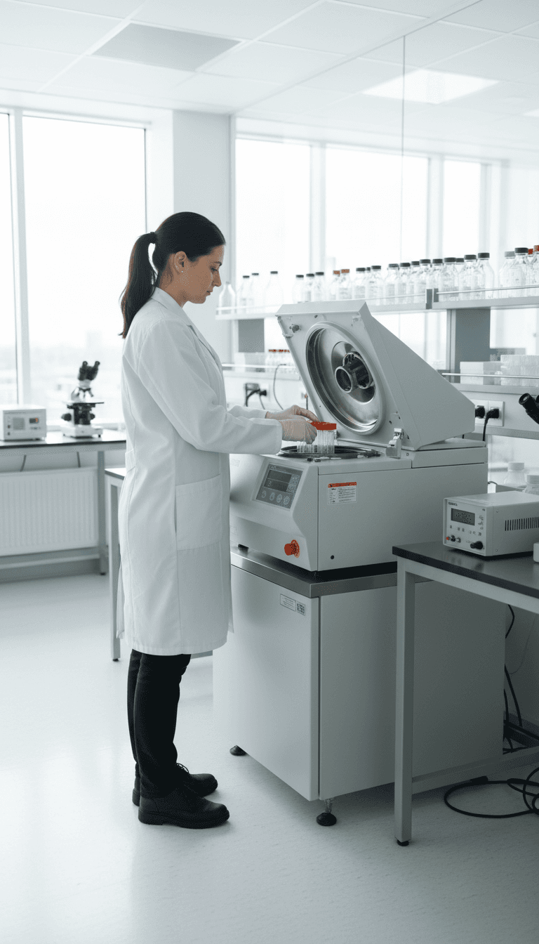Laboratory centrifuge being operated